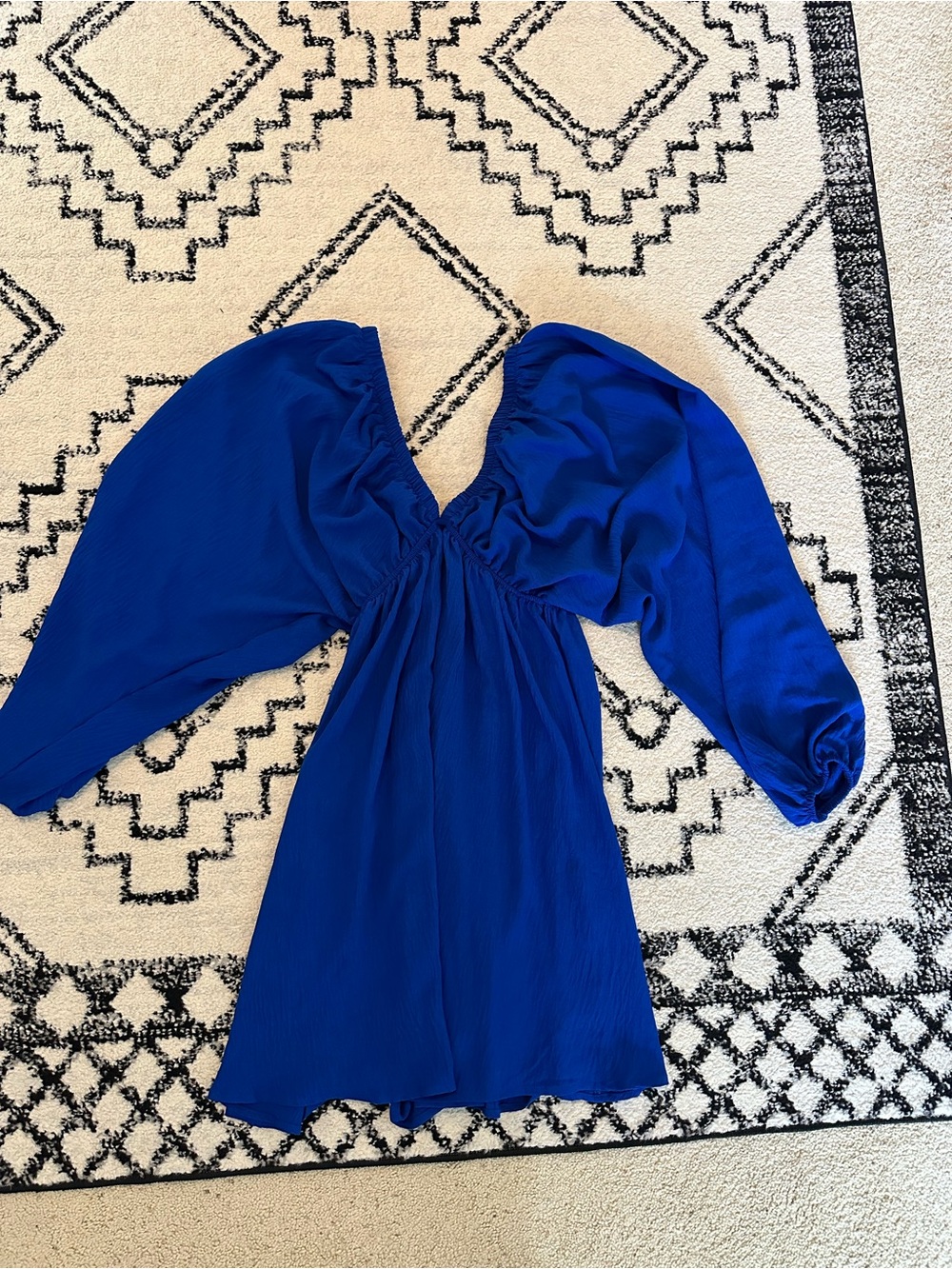Royal Blue Puff-Sleeve Mini Dress